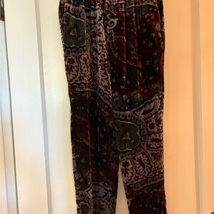 Zara Paisley Velvet Mulberry Silk Blend Trousers